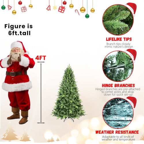 9FT Classic Christmas Tree with 3509 PE+PVC Tips – Realistic Hinged