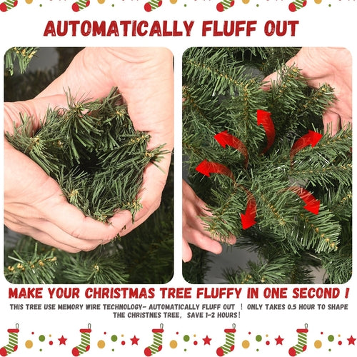9FT Classic Christmas Tree with 3509 PE+PVC Tips – Realistic Hinged