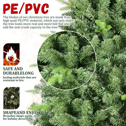9FT Classic Christmas Tree with 3509 PE+PVC Tips – Realistic Hinged